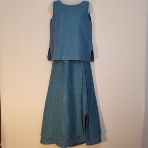 SOLD - Staples linen shirt and skirt set